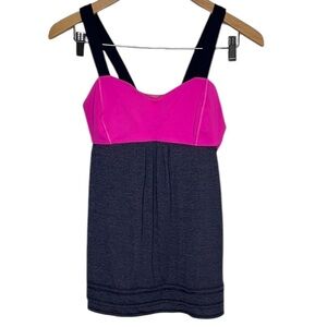 Lululemon Run Back on Track Pink Navy Tank Women Size 6